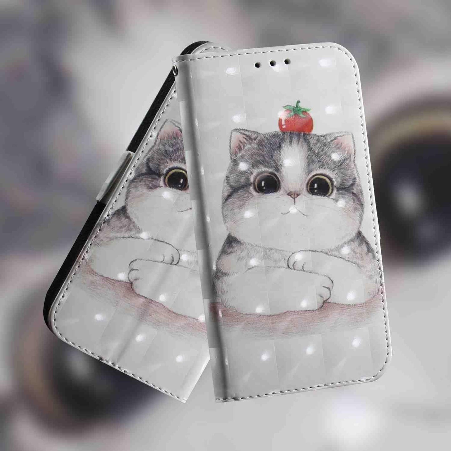 Mojiery Phone Cover Wallet Folio Case for LG V40 THINQ, Premium PU Leather Slim Fit Cover, 2 Card Slots, Fitting Cover, Cute Cat  MojieRy   