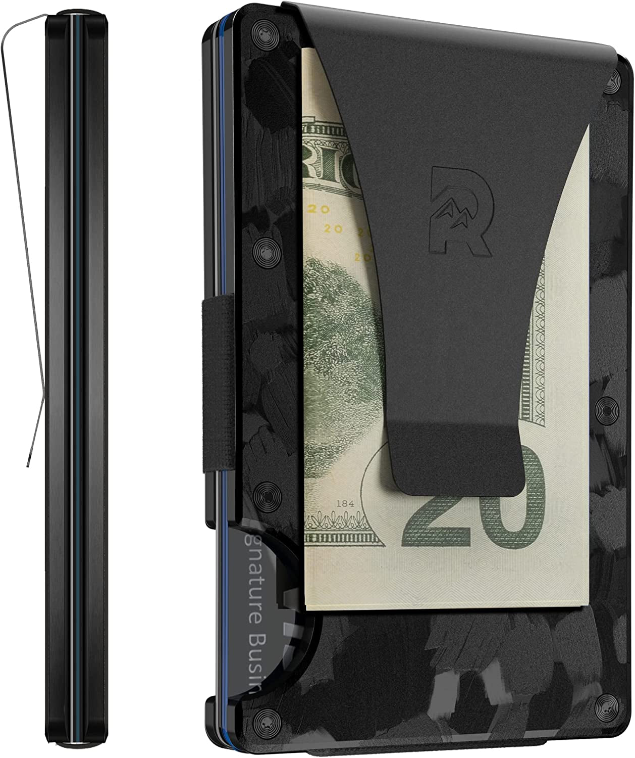 The Ridge Minimalist Slim Wallet for Men - RFID Blocking Front Pocket Credit Card Holder - Metal Wallet for Men with Money Clip (Gunmetal)  The Ridge Forged Carbon  