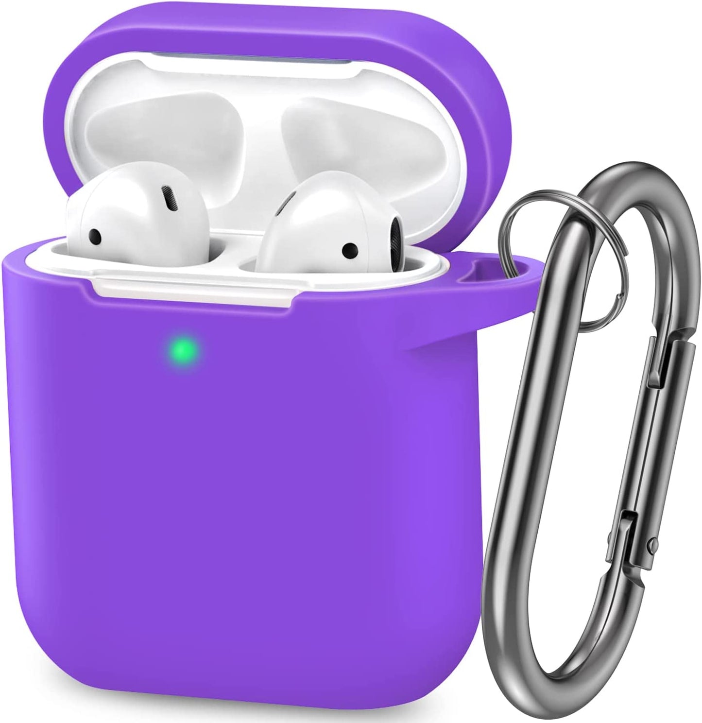 ATUAT Airpods Case Cover, Full Protective Silicone Skin Dust-Proof Designed for Apple Airpods 1St 2Nd Generation with Keychain, Front LED Visible, Light Blue  ATUAT C-Purple  
