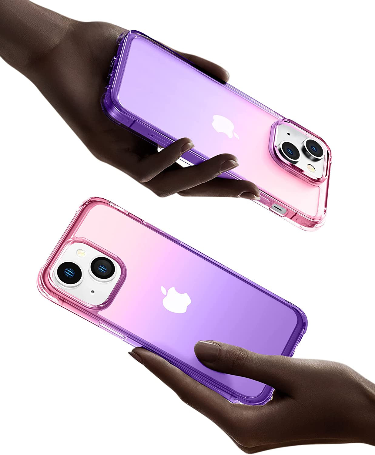 Mkeke for Iphone 14 Case Clear, for Iphone 13 Case Clear, Upgraded Sturdy Phone Case with Protective Bumpers for Iphone 14/13, Gradient Purple-Pink  Shenzhen Make Technology Company Limited   