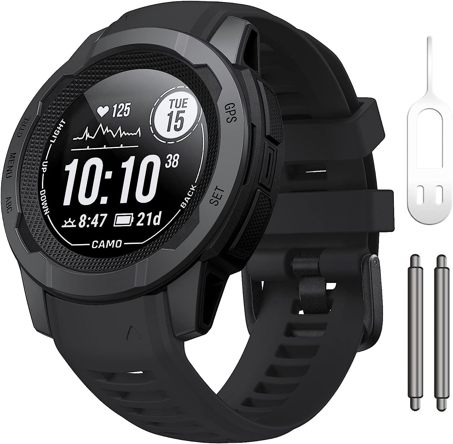 Notocity Band for Garmin Instinct Garmin Instinct 2 Wristband 22Mm Soft Silicone Replacement Watch Strap Compatible with Instinct 2 Solar/Tactical  NotoCity Black  