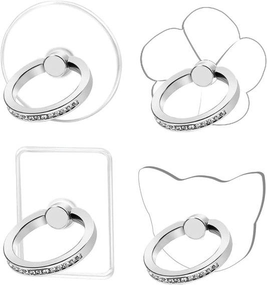 Bling Phone Finger Ring, 4 Pack Transparent Diamond Phone Kickstand Ring, Cell Phone Ring Holder Stand Clear (A3)  threestore   