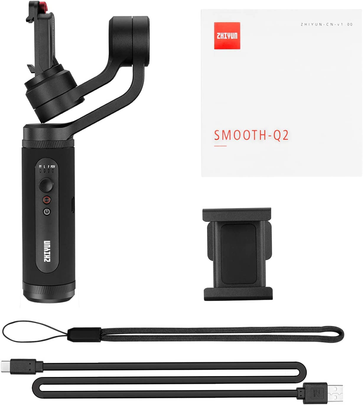 Zhiyun Smooth Q2 [Official], 3-Axis Handheld Smartphone Gimbal Stabilizer for Iphone, Samsung, Android, Ios, with Time-Lapse Vertigo Shot Object Tracking  zhi yun   