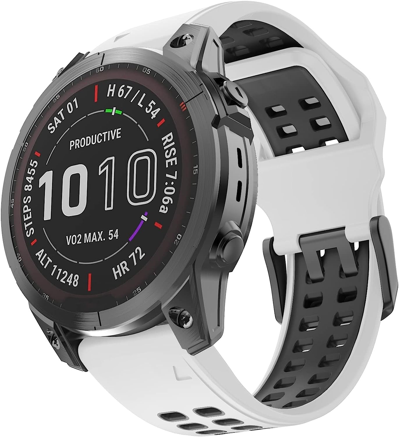 Isabake Compatible with Fenix 7 Band 22Mm Easy-Fit Silicone Watch Strap Replacement for Fenix 5/Fenix 5 Plus/Fenix 6/Fenix 6 Pro/ Forerunner 935/Forerunner 945/Approach S60/Quatix 5  Isabake White-Black 22MM 