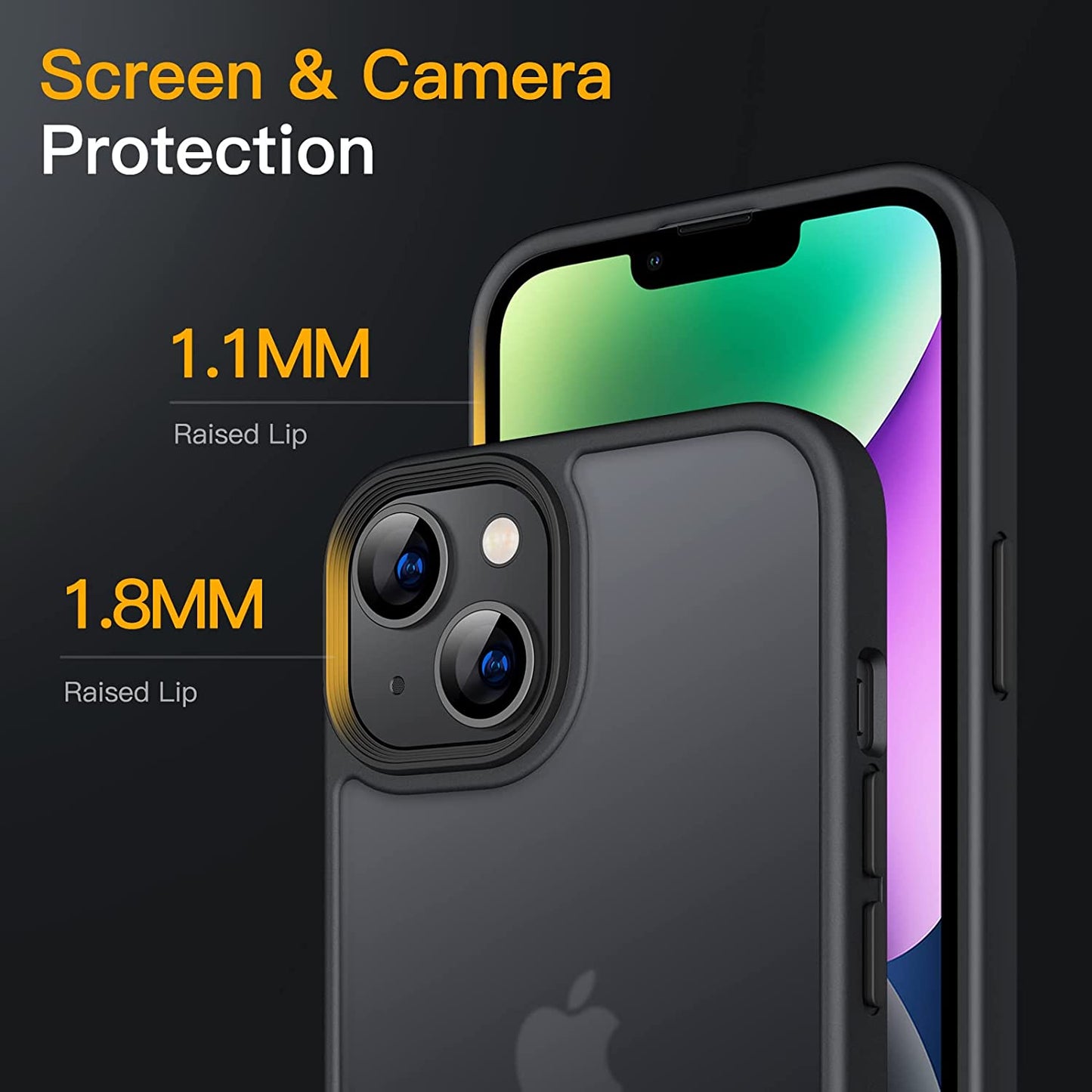 Jetech Matte Case for Iphone 14 6.1-Inch, Shockproof Military Grade Drop Protection, Frosted Translucent Back Phone Cover, Anti-Fingerprint (Black)  JETech   