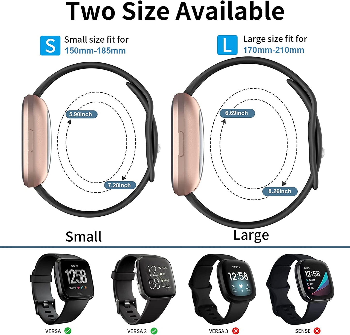 Witzon Sport Bands Compatible with Fitbit Versa 2 / Versa / Versa Lite for Women Men, Breathable Silicone Replacement Wristbands for Versa 2 Smartwatch, Small, Black-Gray/Black-Red/Black-Blue  Witzon   