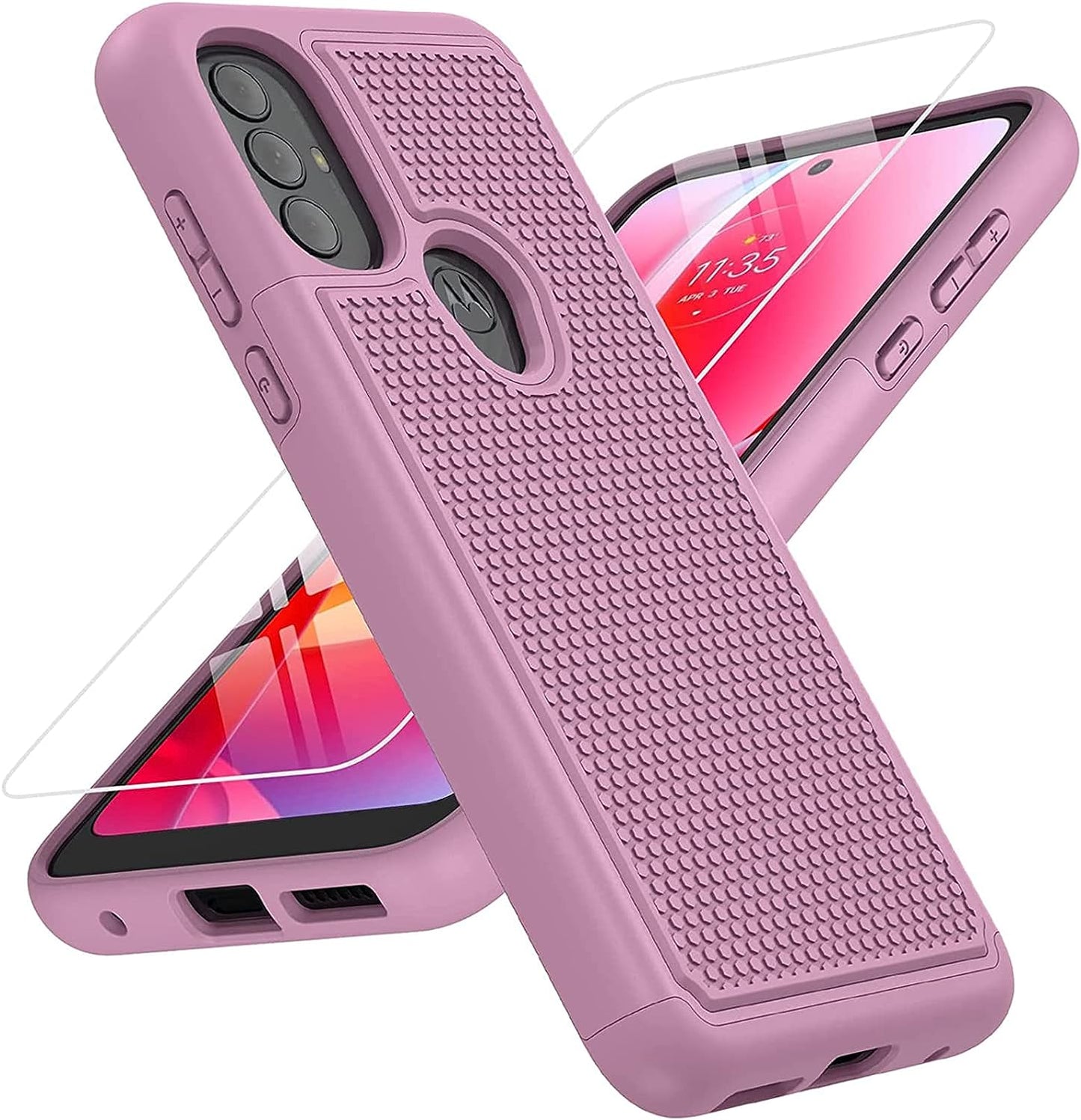BNIUT for Motorola Moto G Power 2022 Case: Moto G Play 2023 Case & Moto G Pure 2021 Case - Dual Layer Protective Heavy Duty Phone Cover Shockproof Rugged with Non Slip Textured (Burgundy Purple)  binghexin Raspberry Pink  