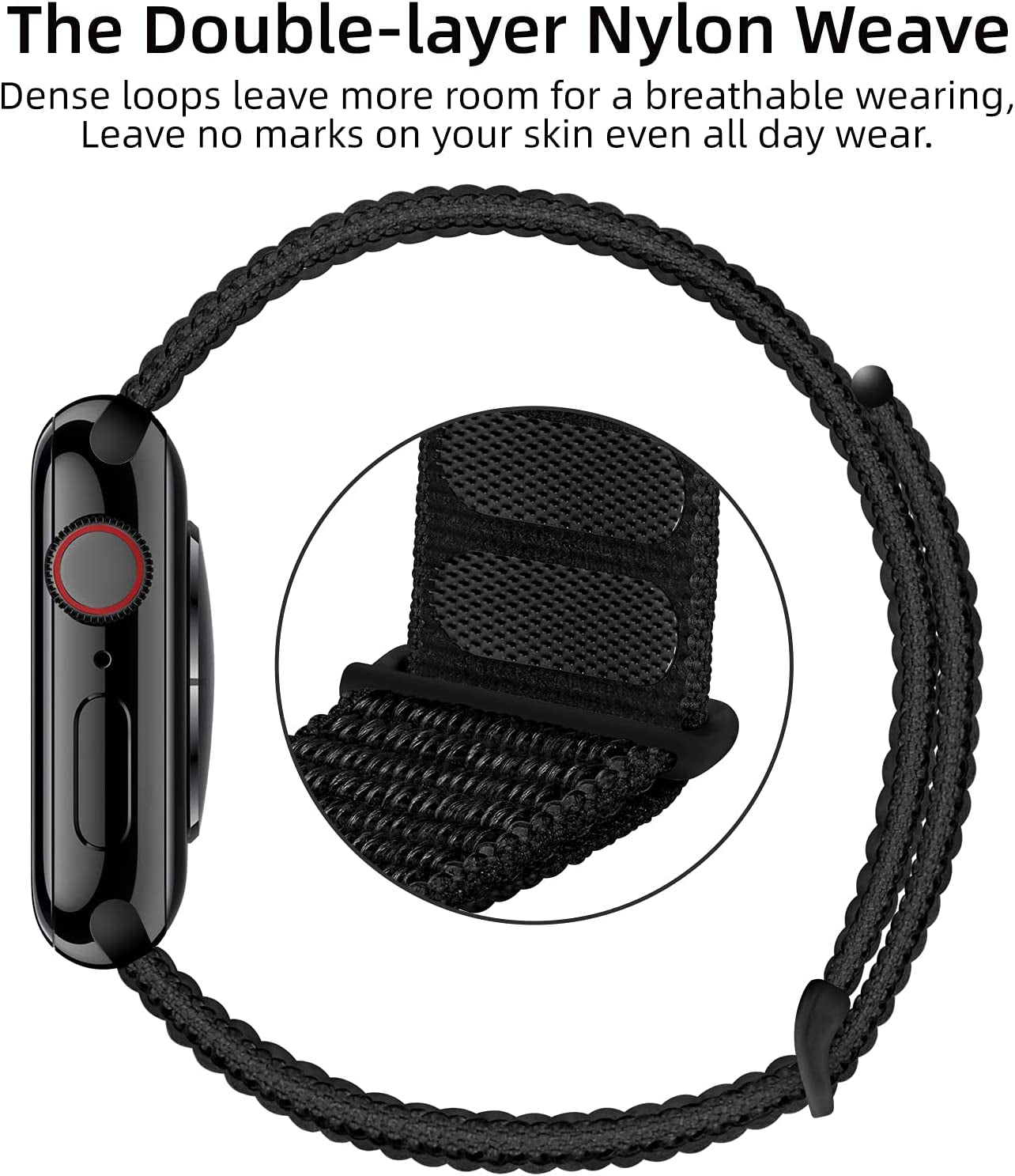 Oxwallen Sport Loop Nylon Band Compatible with Apple Watch 7/8 Ultra 49Mm 45Mm 42Mm 44Mm, Comfortable Braided Strap Women Men Competible for Iwatch SE & Series 7/8 6 5 4 3, Black  OXWALLEN   
