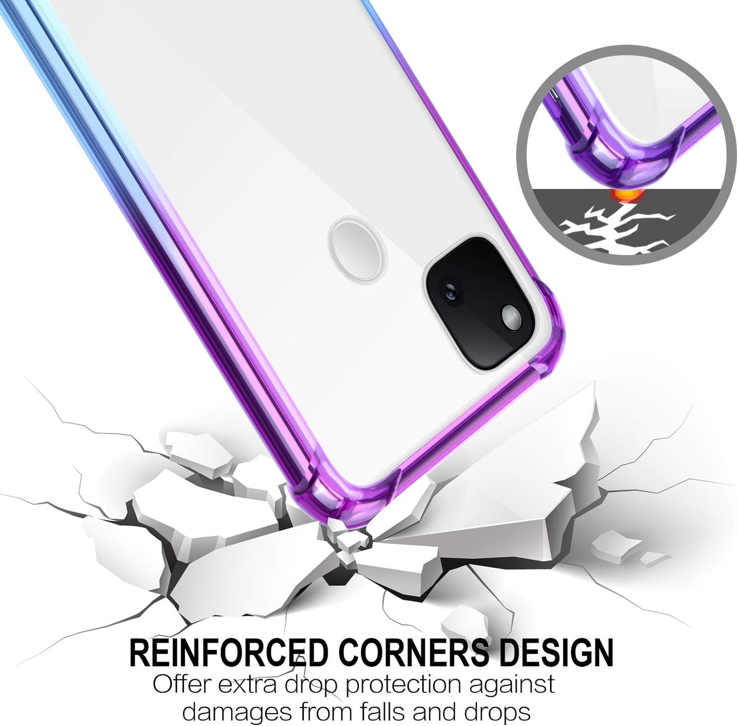 Salawat for Google Pixel 4A Case[Not Fit with 4A 5G], Clear Cute Gradient Slim Cover Reinforced TPU Bumper Hard PC Back Shockproof Protective Case for Google Pixel 4A 5.8 Inch 2020 (Purple Blue)  SALAWAT   