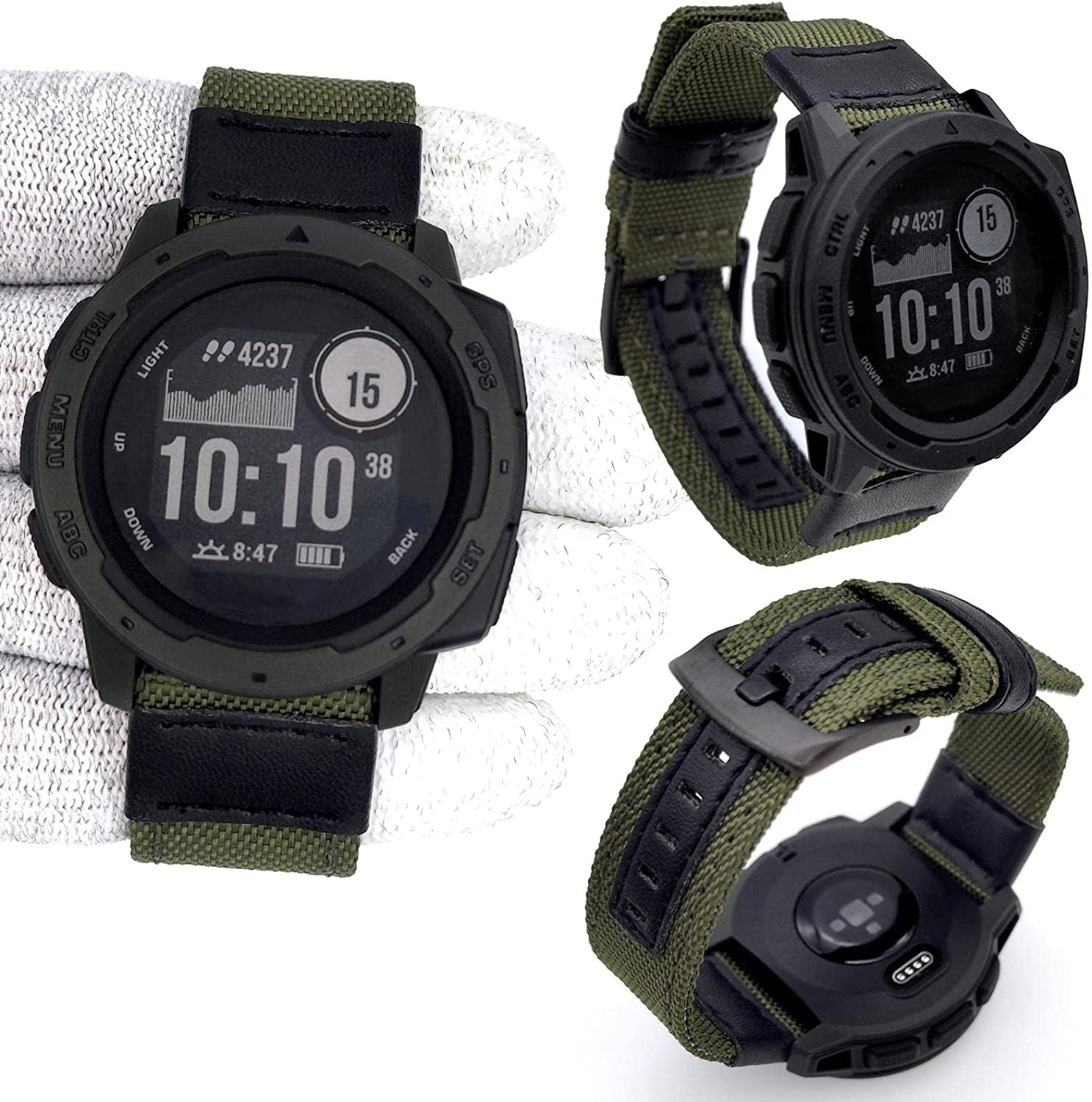 Abanen 22Mm Nylon Military Style Watch Bands for Garmin Instinct/Instinct 2 Solar, Woven Fabric Durable Wristband Strap for Garmin Instinct Tactical/Tide/Esports/Instinct Solar  Abanen   