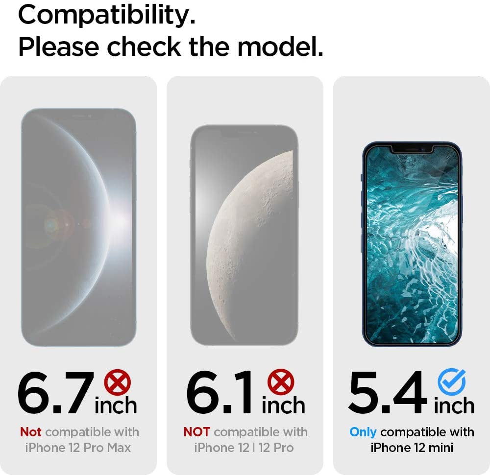 Spigen Tempered Glass Screen Protector [Glastr EZ FIT] Designed for Iphone 12 Mini (2020) [5.4 Inch] [Case Friendly] - 2 Pack  Spigen   