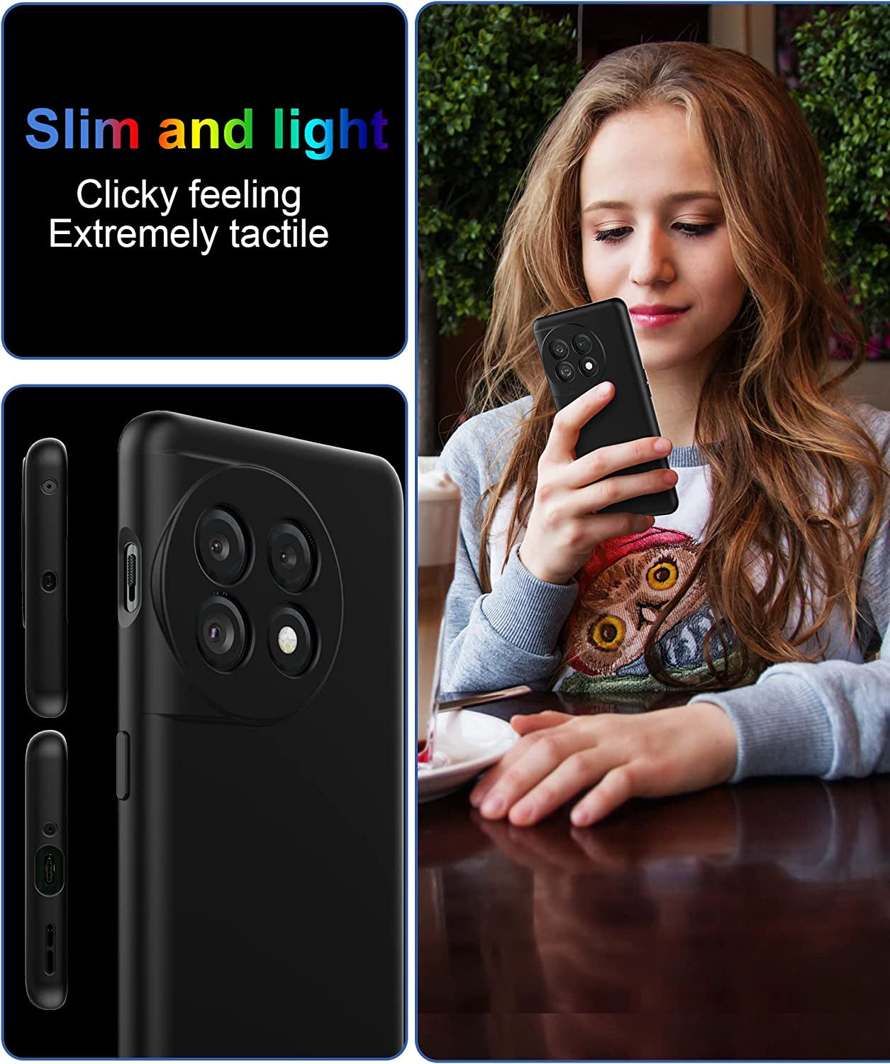 Cresee Case for Oneplus 11 5G, Thin TPU Cover with Camera Protection Soft Interior Slim Phone Case for Oneplus 11 - Black  Cresee   