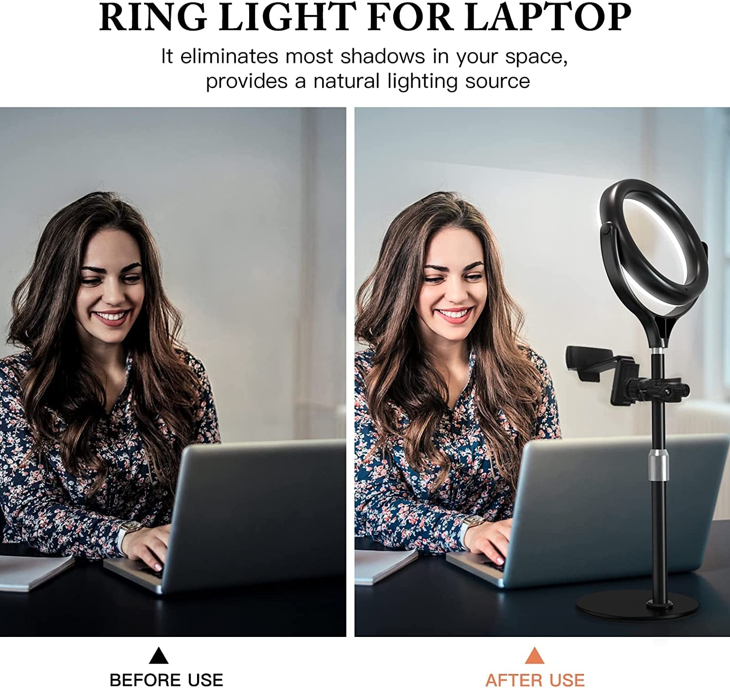 Computer Ring Light for Video Conference Lighting, Desktop Ring Lights with Stand for Laptop Zoom Light, Online Virtual Meeting, Video Call, Selfie Light for Phone Video Recording, Makeup, Live Stream  Yarrashop   