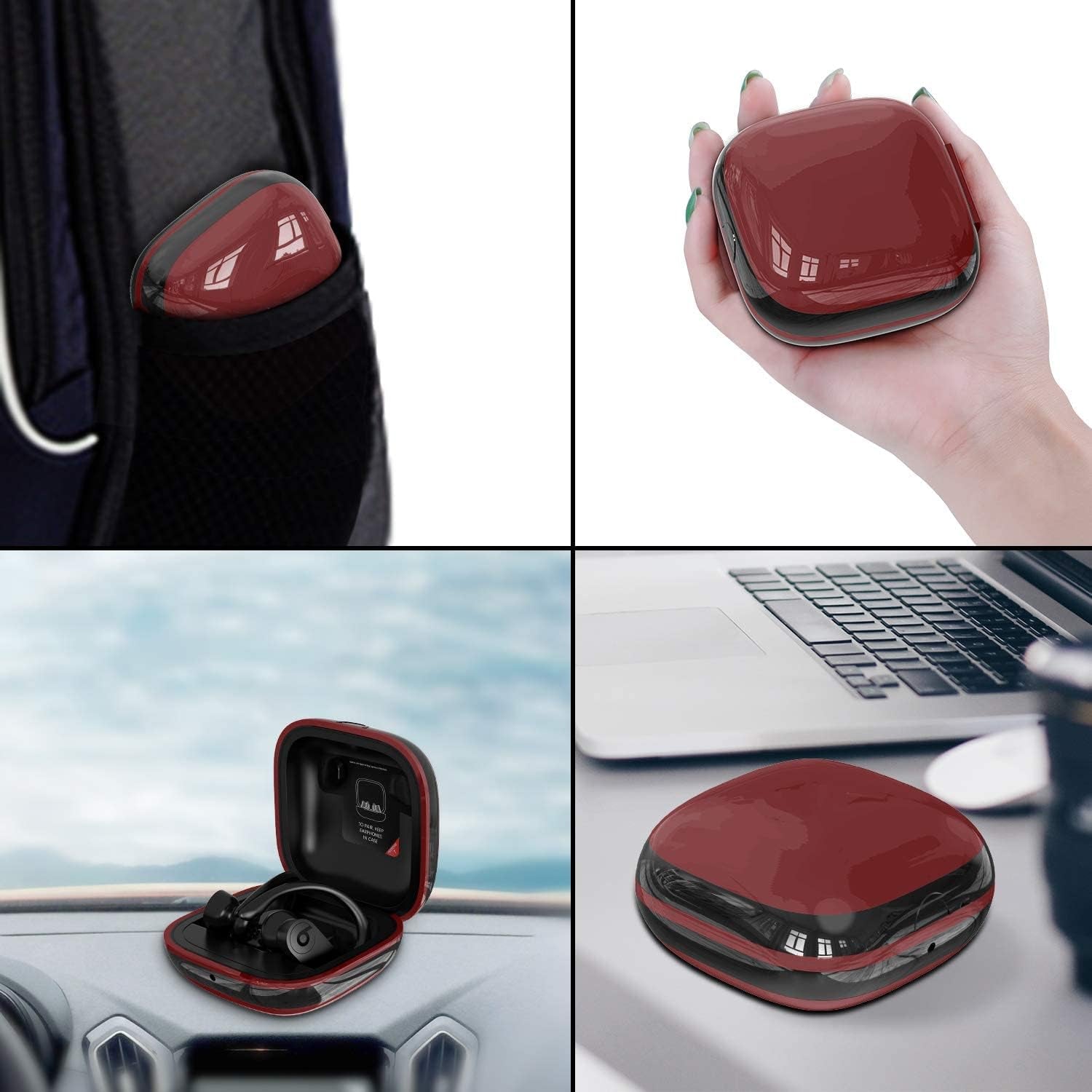 Compatible with Powerbeats Pro Case Cover, Anti-Lost and Shock-Proof Easy-To-Carry Durable Silicone Protective Case Skin for 2019 Latest Beats Powerbeats Pro (Burgundy)  meiyasy   