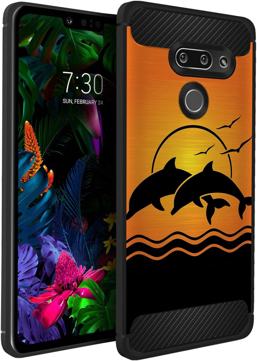 Casesondeck Case Compatible with LG G8 Thinq/Lg G8 -Flexible and Durable Shock Absorption with Carbon Fiber Accents and Designs (Deer Skull)  CasesonDeck Dolphin Sunset  