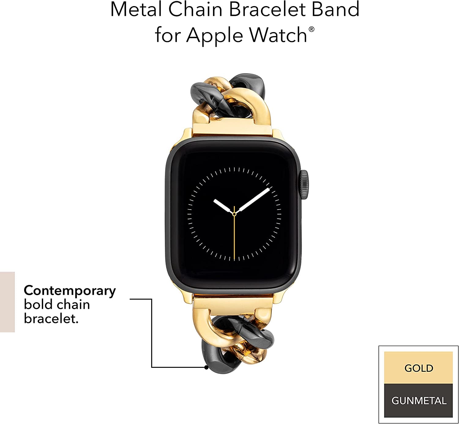 Anne Klein Fashion Chain Bracelet for Apple Watch, Secure, Adjustable, Apple Watch Replacement Band, Fits Most Wrists  Anne Klein   