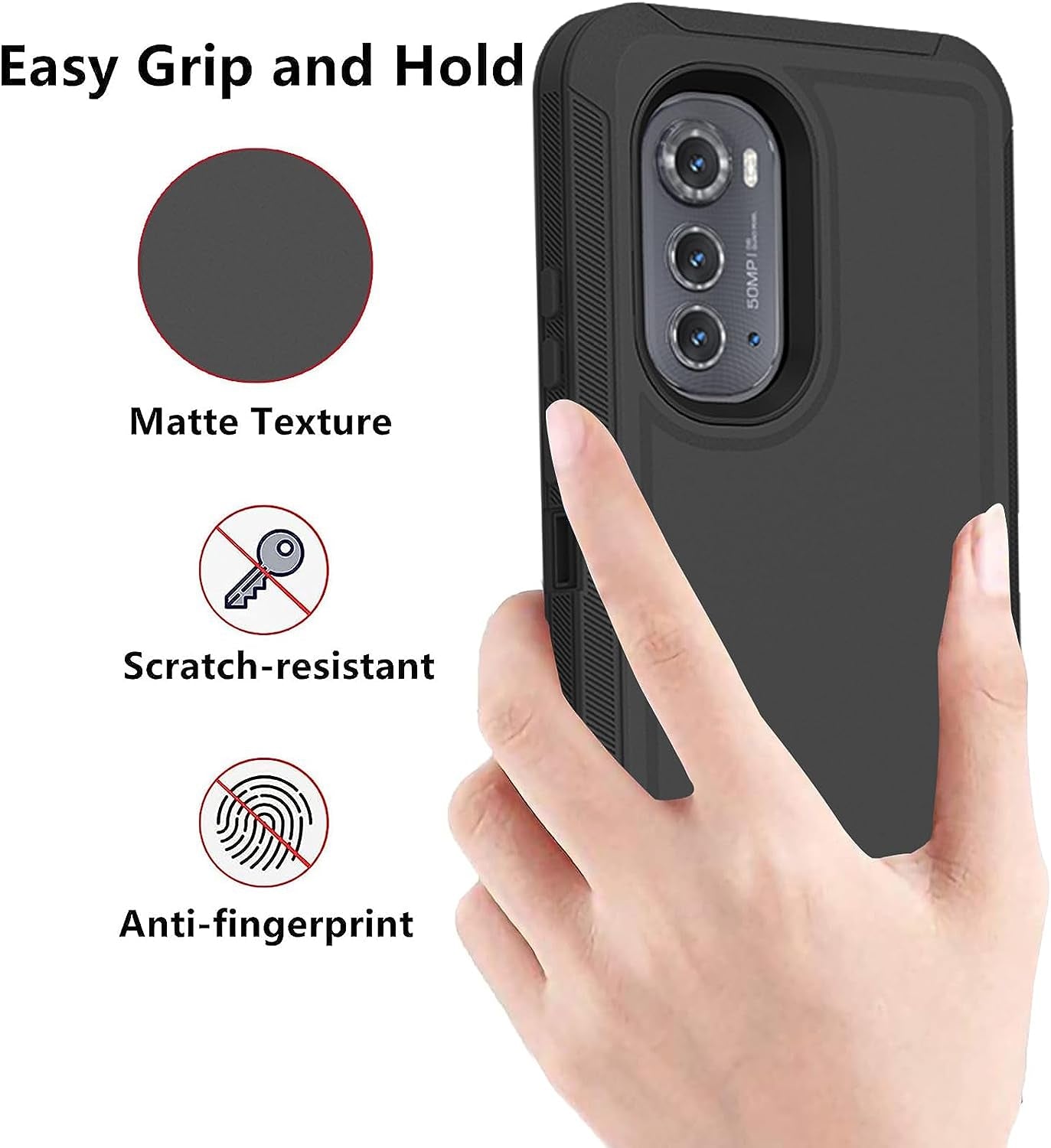 For Motorola Edge 2022 Case, Defender Case Heavy Duty Shockproof Dustproof 3 in 1 Rugged Protective Phone Cover for Motorola Moto Edge 2022 (Black)  AZSXLG   