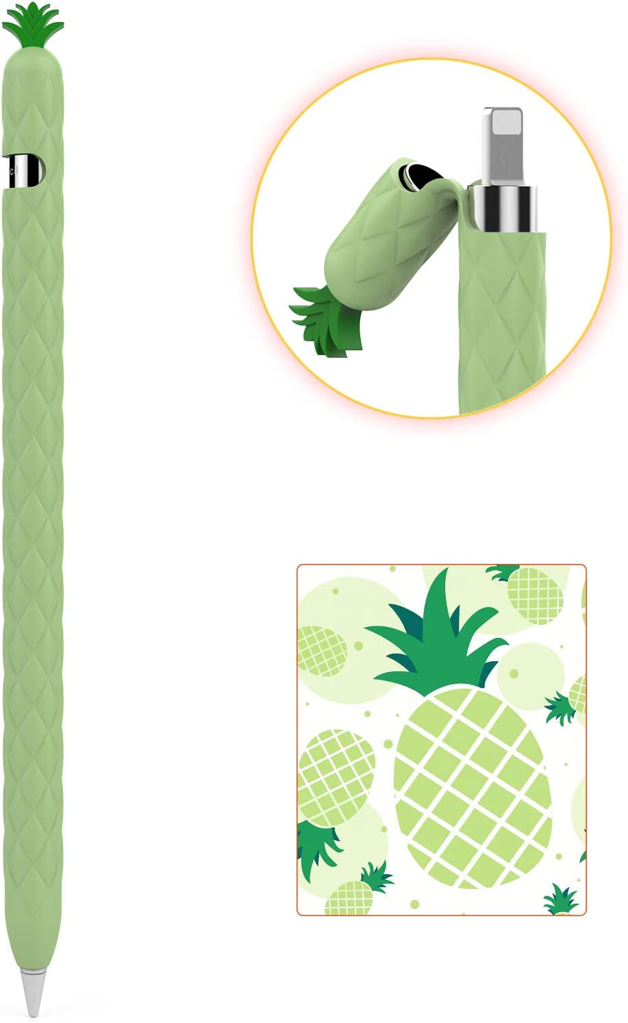 Ahastyle Ipencil Case Sleeve Cute Fruit Design Silicone Soft Protective Cover Accessories Compatible with Apple Pencil 1St Generation (Yellow)  AHASTYLE Avocado Green Apple Pencil 1st 