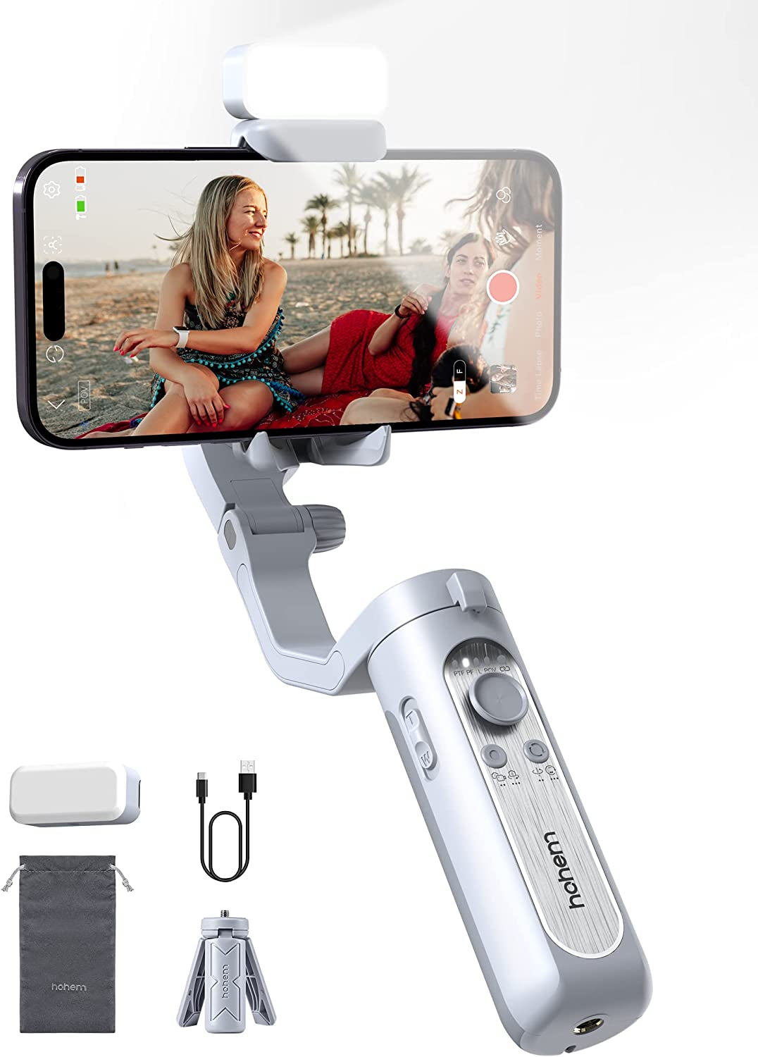 Hohem Isteady XE Kit Gimbal Stabilizer for Smartphone, 3-Axis Phone Gimbal, Magnetic Fill Light, Portable and Foldable, Stabilizer for Iphone & Android, One-Key Inception, Gimbal for Video Recording  hohem Technology Co., LTD.   