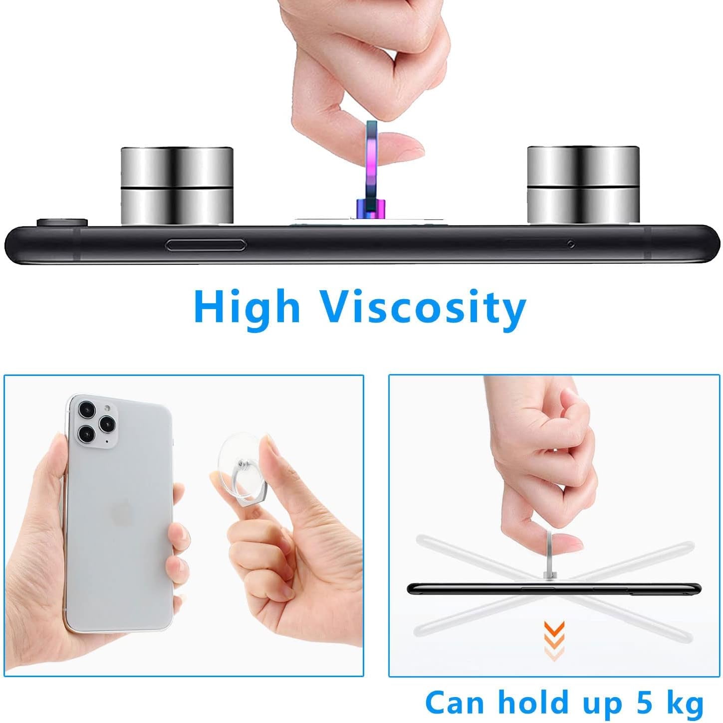 Kinizuxi Colorful Cell Phone Ring Holder Stand 2 Packs, Transparent Phone Ring Holder 360°Rotation Clear Phone Ring Grip Finger Kickstand Compatible with Various Phones or Phone Case  Marrain   