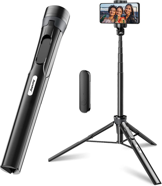 Aureday 60" Phone Tripod Stand, All in One Selfie Stick Tripod for Iphone and Android Cell Phone, Portable Iphone Tripod Stand with Remote for Video Recording/Selfie/Vlogging/Live Streaming  Aureday   