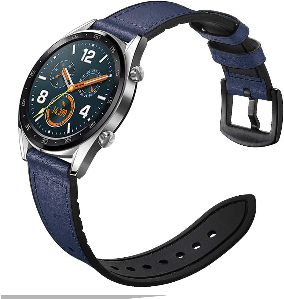 Morsey 22Mm Soft Nylon Watch Bands Compatible for Samsung Galaxy Watch 46Mm/Watch 3 45Mm/Gear S3 Frontier/Classic, Sport Strap Wristband Replacement Bracelet for Women Men (Black)  Morsey Z2 Leather-Blue  