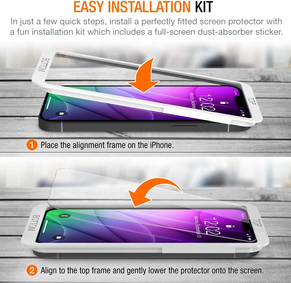 Trianium Tempered Glass Screen Protector Designed for Apple Iphone 13 (2021) /Iphone 13 Pro (2021), 3 Pack [Alignment Case Tool Included]  Trianium   