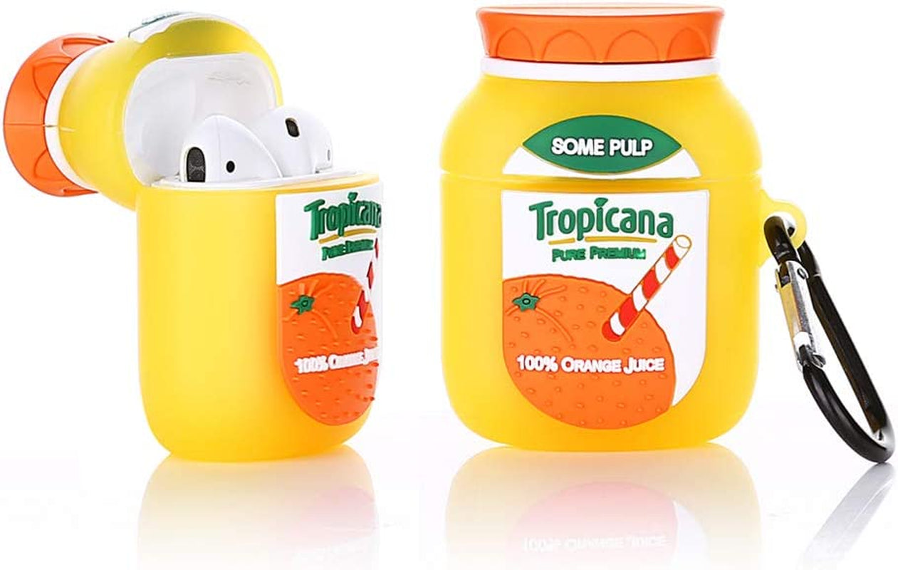 (3Pack) Case for Airpods 1 and Airpods 2, BGAANM Cartoon Silicone Case Protective Cover with Cute Funny Skin Design, with Keychain (Juice+Icecream+Bottle)  BGAANM   