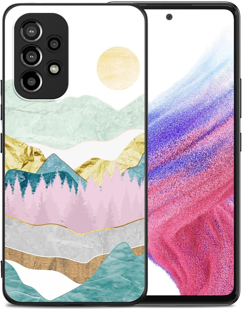 Compatible with Samsung Galaxy A53 Case, American Flag Eagle Aesthetic Pattern Design, Full Body Protection Shockproof Cover Case for Samsung Galaxy A53 5G 6.5"  MSEAANBK Sun Forest Mountains  