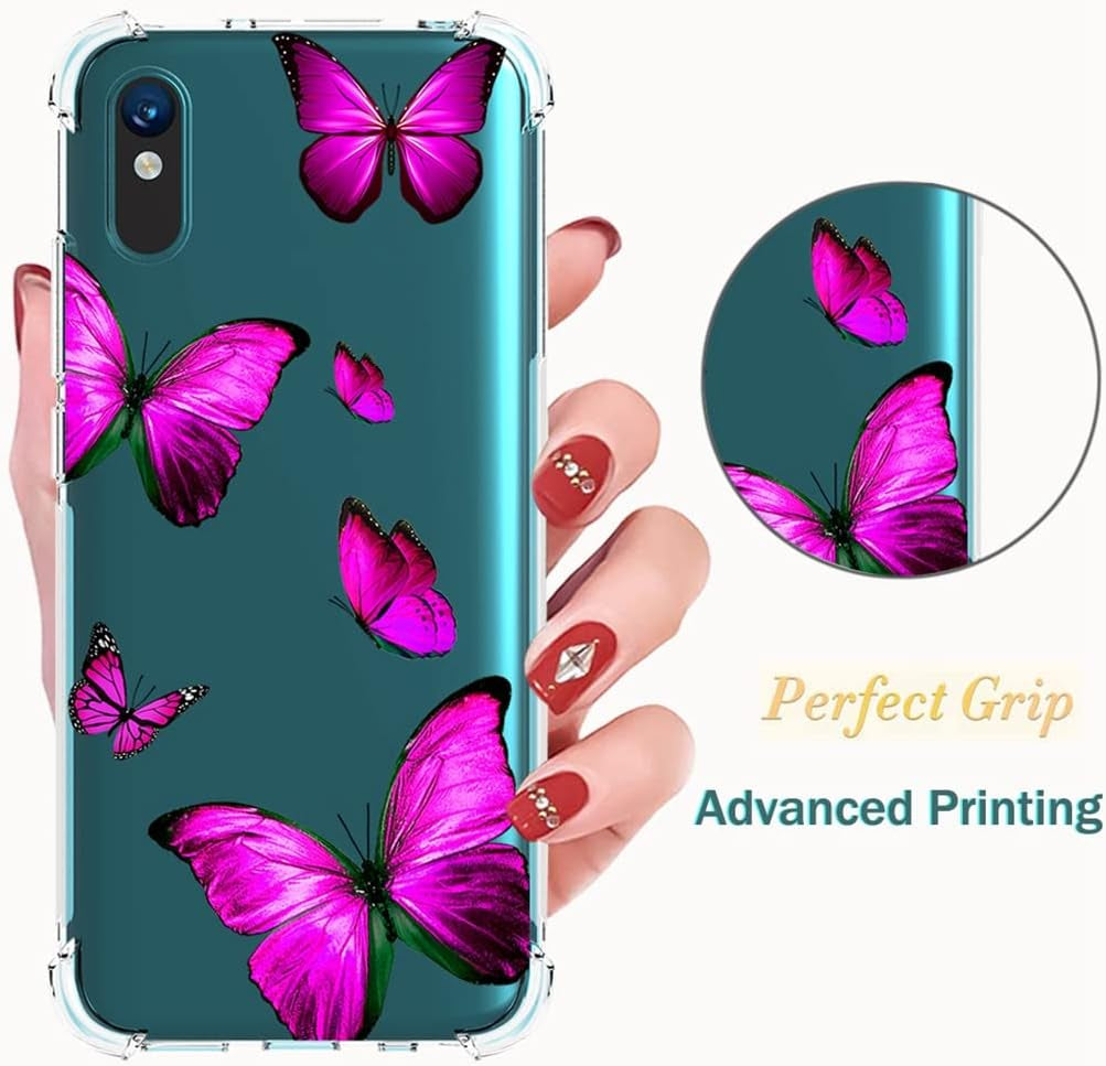 Zoeirc Case for Redmi 9A M2006C3Lg/Redmi 9I M2006C3LII Clear Case for Girls Women, Soft TPU Shockproof Protective Transparent Case Cover for Xiaomi Redmi 9A (Rose Butterfly)  Zoeirc   