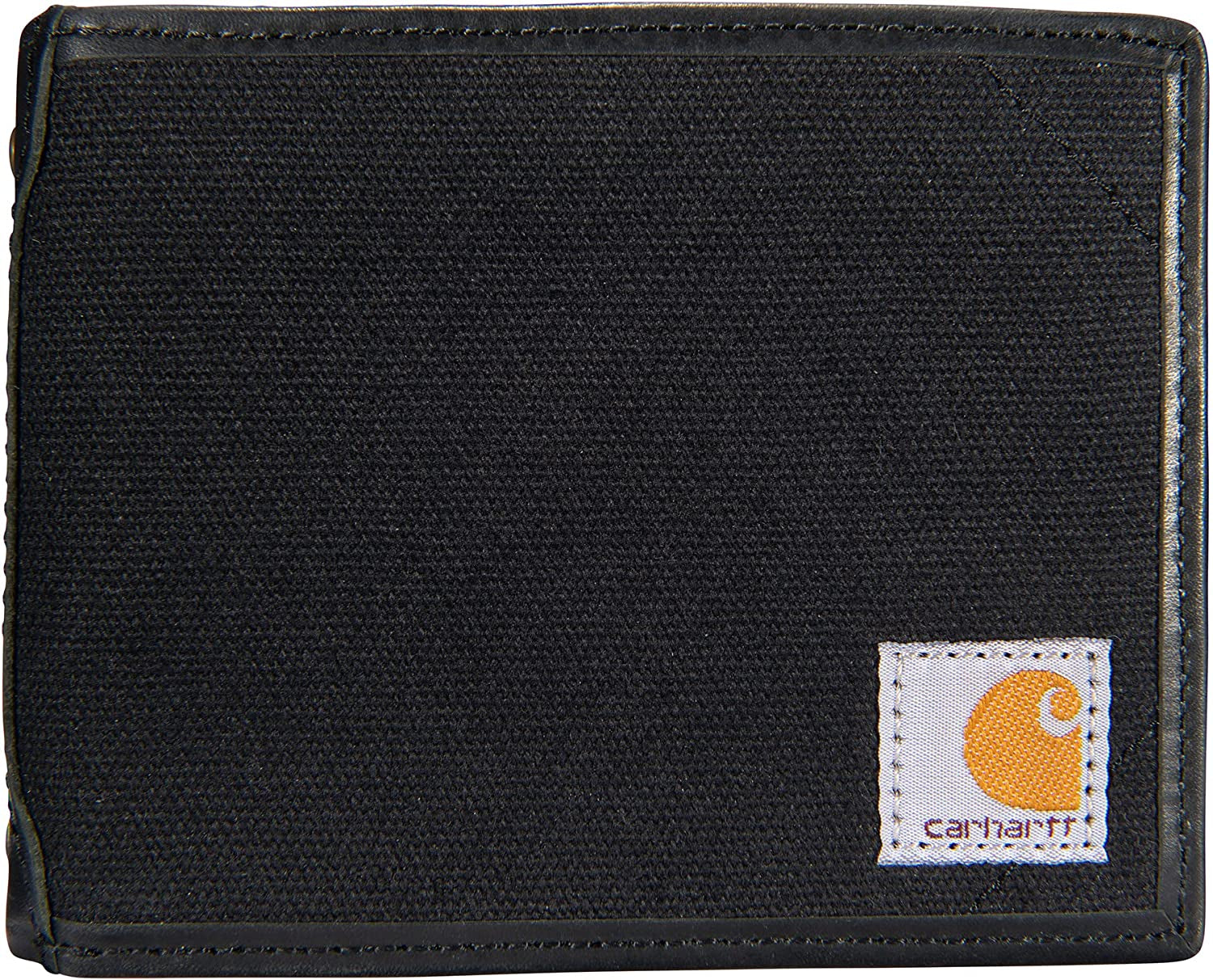 Carhartt Men'S Billfold and Passcase Wallets, Durable Bifold Wallets, Available in Leather and Canvas Styles  Carhartt Canvas Leather Trim (Black)  