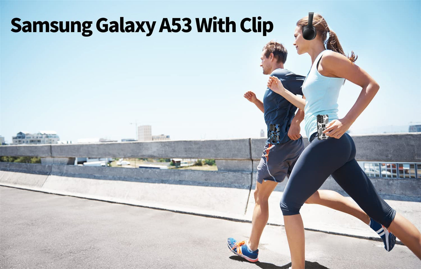 Case for Samsung Galaxy A53 Case with Screen Protector Samsung Galaxy A53 Case with Clip Galaxy A53 Case with Kickstand Military Grade Heavy Duty Camo Case for Samsung Galaxy A53 Men Women (Blue)  huiyi   