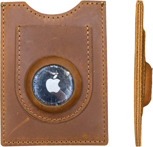 Lumberjack Plaid Genuine Leather Minimal Airtag Wallet Slim Front Pocket Card Holder RFID Blocking with Molded Airtag Slot | with Gift Box  Lumberjack Plaid   