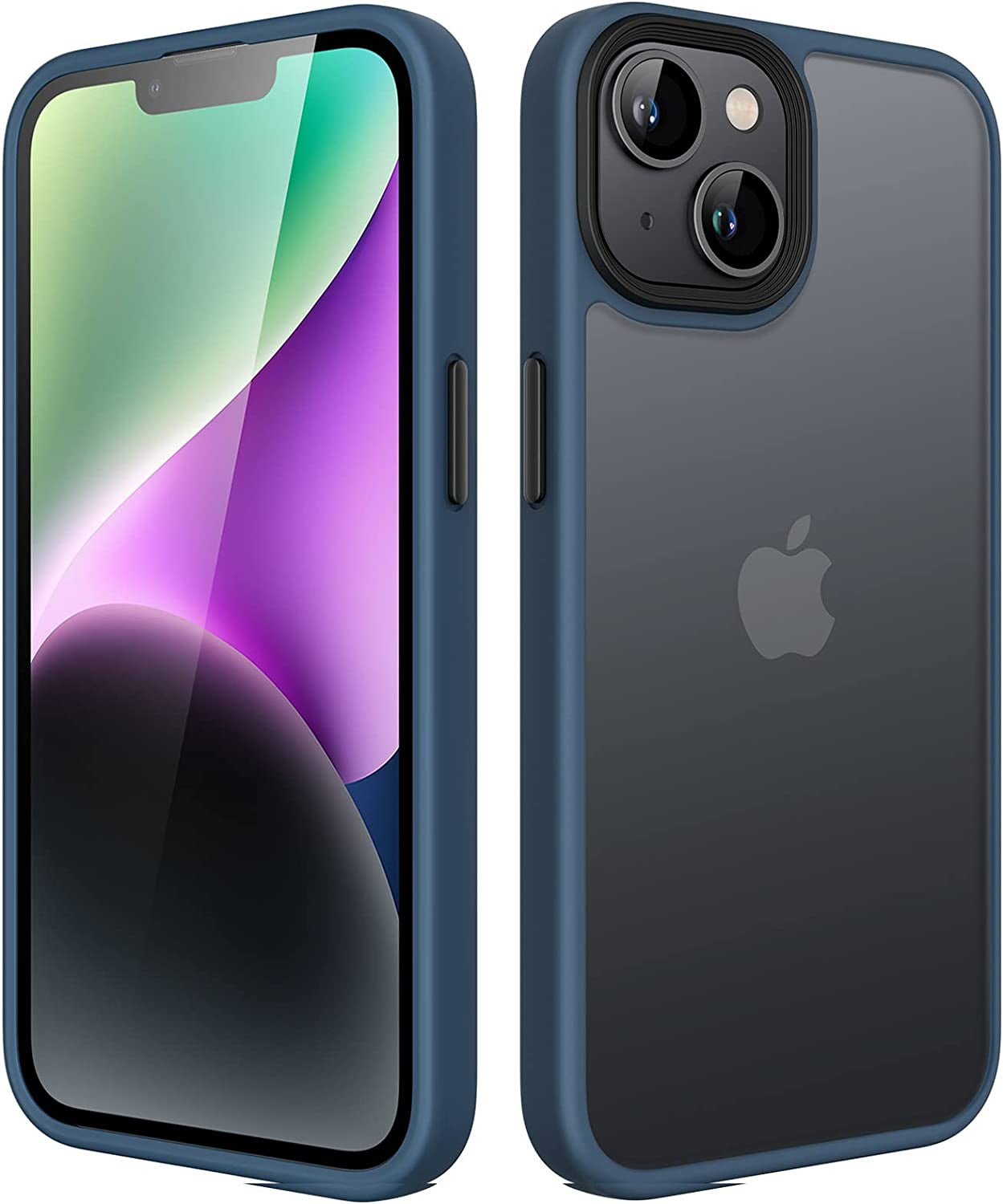 Jetech Matte Case for Iphone 14 6.1-Inch, Shockproof Military Grade Drop Protection, Frosted Translucent Back Phone Cover, Anti-Fingerprint (Black)  JETech Navy Blue  