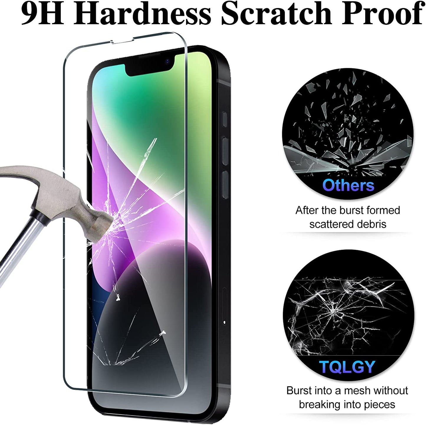 TQLGY Compatible with Iphone 14 Screen Protector, Tempered Glass Screen Protector for Iphone 14 with Camera Lens Protector 6.1 Inch, Ultra HD, 9H Hardness, Case Friendly, Dynamic Island Compatible  TQLGY   