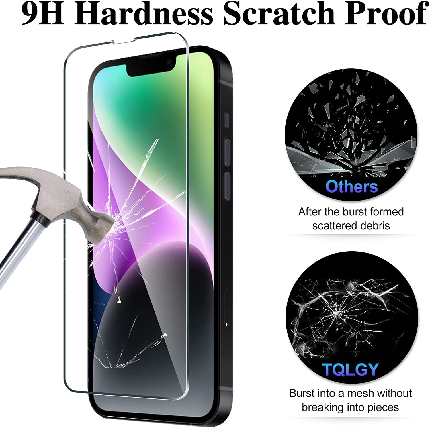 TQLGY Compatible with Iphone 14 Screen Protector, Tempered Glass Screen Protector for Iphone 14 with Camera Lens Protector 6.1 Inch, Ultra HD, 9H Hardness, Case Friendly, Dynamic Island Compatible  TQLGY   