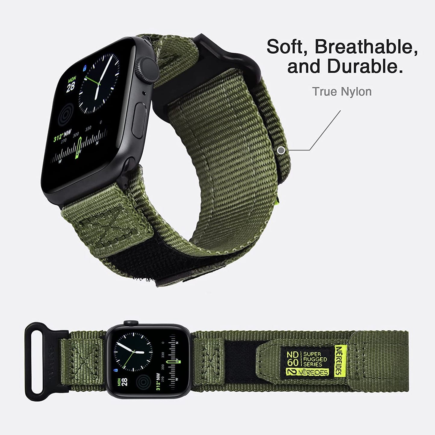 Nereides Compatible with Apple Watch Band Series 8/7/6/5/4/3/2/1/Se/Ultra, Nylon Sports Strap with Woven Design for 49Mm 42Mm/44Mm/45Mm 38Mm/40Mm/41Mm  Nereides   