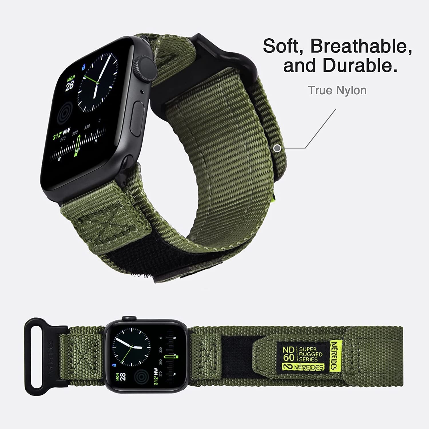 Nereides Compatible with Apple Watch Band Series 8/7/6/5/4/3/2/1/Se/Ultra, Nylon Sports Strap with Woven Design for 49Mm 42Mm/44Mm/45Mm 38Mm/40Mm/41Mm  Nereides   