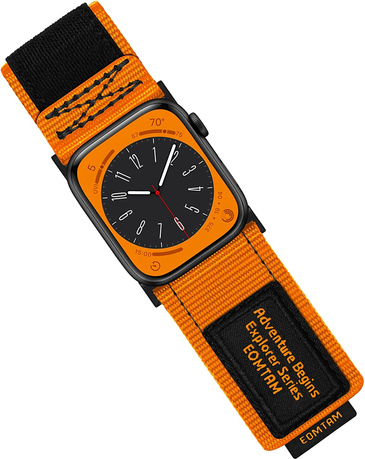 EOMTAM Men Width 30MM Adjustable Nylon Strap for Apple Watch Band Ultra 49Mm 45Mm 44Mm 42Mm 41Mm 40Mm 38Mm, Rugged Sport Soft Woven Wristband for Iwatch Series 8 SE 7 6 5 4 3  EOMTAM Orange Extra Large 42/44/45/49MM 