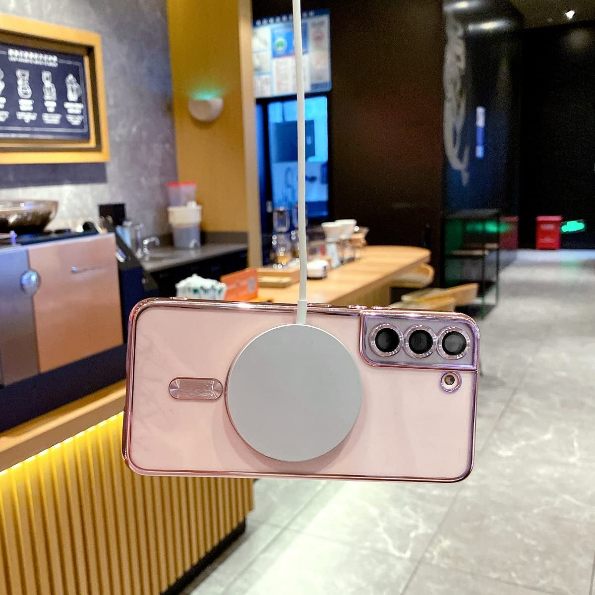 Threehundred for Samsung Galaxy S22 plus Case Magnetic Clear with Camera Lens Protector Full Protection Magsafe Electroplated Silicone Slim Fit Shockproof Protective Case Cover 6.6 Inch - Pink  Threehundred   