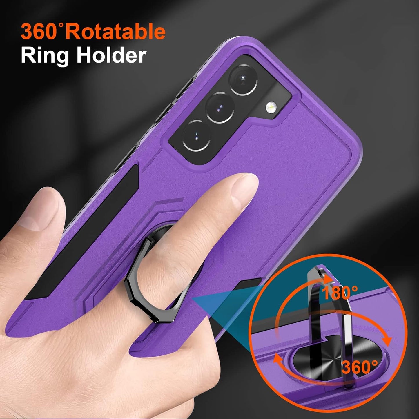 Oneagle for Samsung Galaxy S21 Case 5G, [4 in 1 ] Samsung S21 5G Case with [9H Glass Screen Protector+ Lens Protector] [ 360 Ring Stand] [12Ft Military Dropproof] Shockproof Case for Galaxy S21 5G  Oneagle-US   