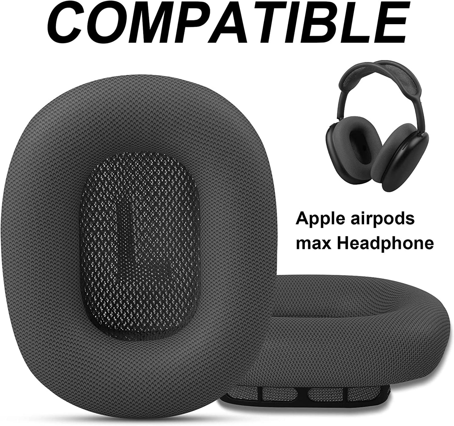 Premium Replacement Ear Cushions for Apple Airpods Max Headphone, Protein Leather Memory Foam Earpads (Protein Leather-Gray)  G GVOEARS   