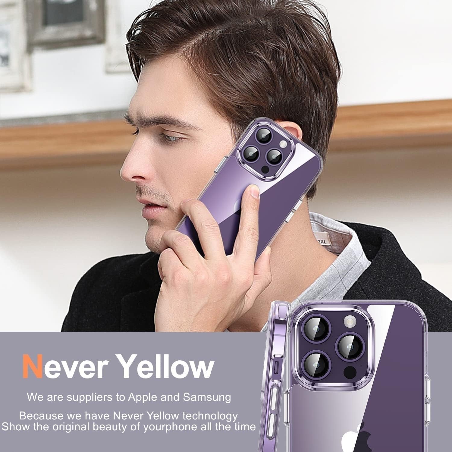 AEDILYS for Apple Iphone 14 Pro Case,[ Italian Materials Not-Yellowing] [15FT Military Grade Drop Protection] [Scratch-Resistant], Slim Non-Slip - Clear  AEDILYS   