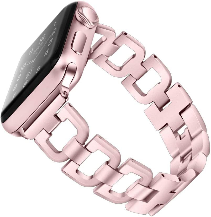 OULUCCI Bands Compatible Apple Watch Band 42Mm 44Mm 45Mm Ultra 49Mm Iwatch Series8 7 6 SE 5 4 3 2 1,Stainless Steel Metal Wristband Strap Women Men Silver (No Tool Needed)  OULUCCI Rose Pink Gold 38MM 40MM 41MM 