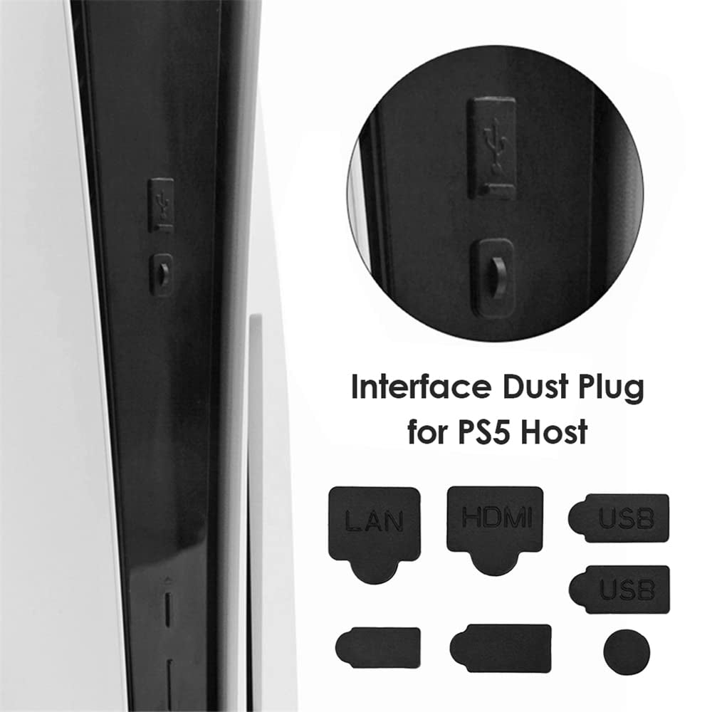 7Pcs Silicone Dust Plugs Set for Playstation 5 USB Hdmi-Compatible Interface Dustproof Cover for PS5 Anti-Dust Cap Game Console Protector  awtpm   