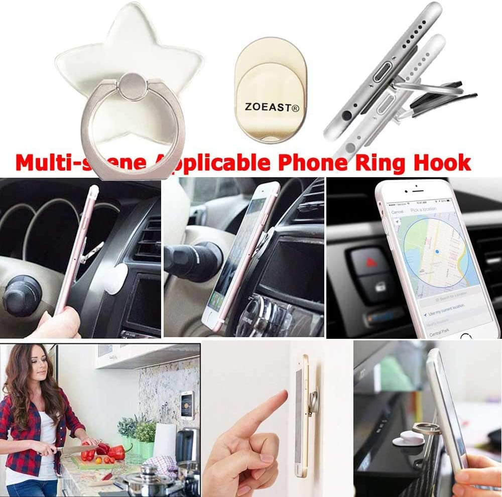 ZOSTLAND 1PC Transparent Clear Phone Ring,Universal 360°Adjustable Phone Case Finger Grip Stand Holder Desk Stent Mount Car Hook Compatible with Iphone 13 12 11 XS MAX X plus Ipad Samsung (Round)  ZOEAST   