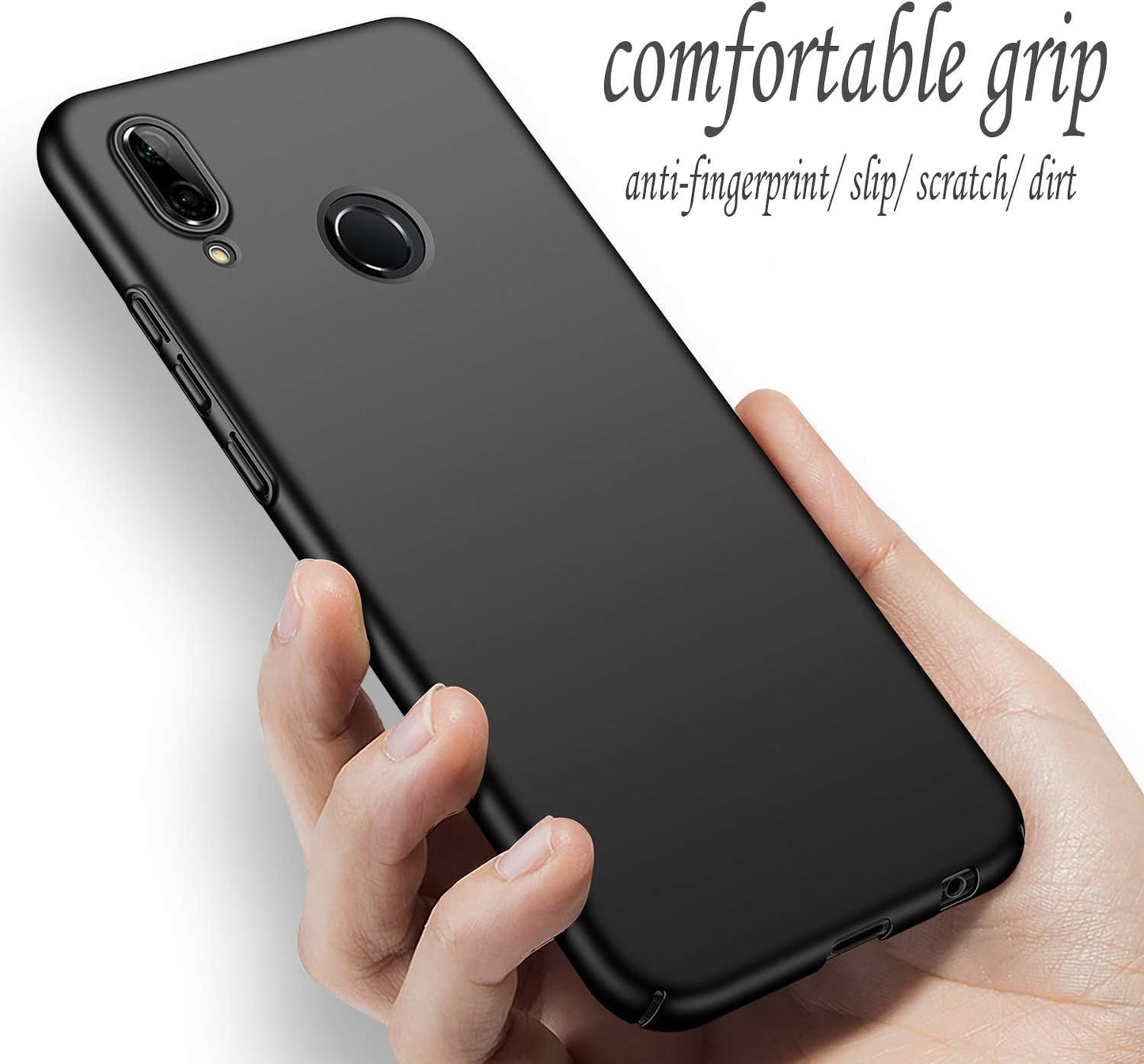 Winpromise Phone Case for Huawei P20 Lite Case [Anti-Scratch] [Durable Premium Plastic] [Ultra Thin] [Silky Feel] Slim Protective Hard Cover for Huawei P20 Lite (Black)  Winpromise   