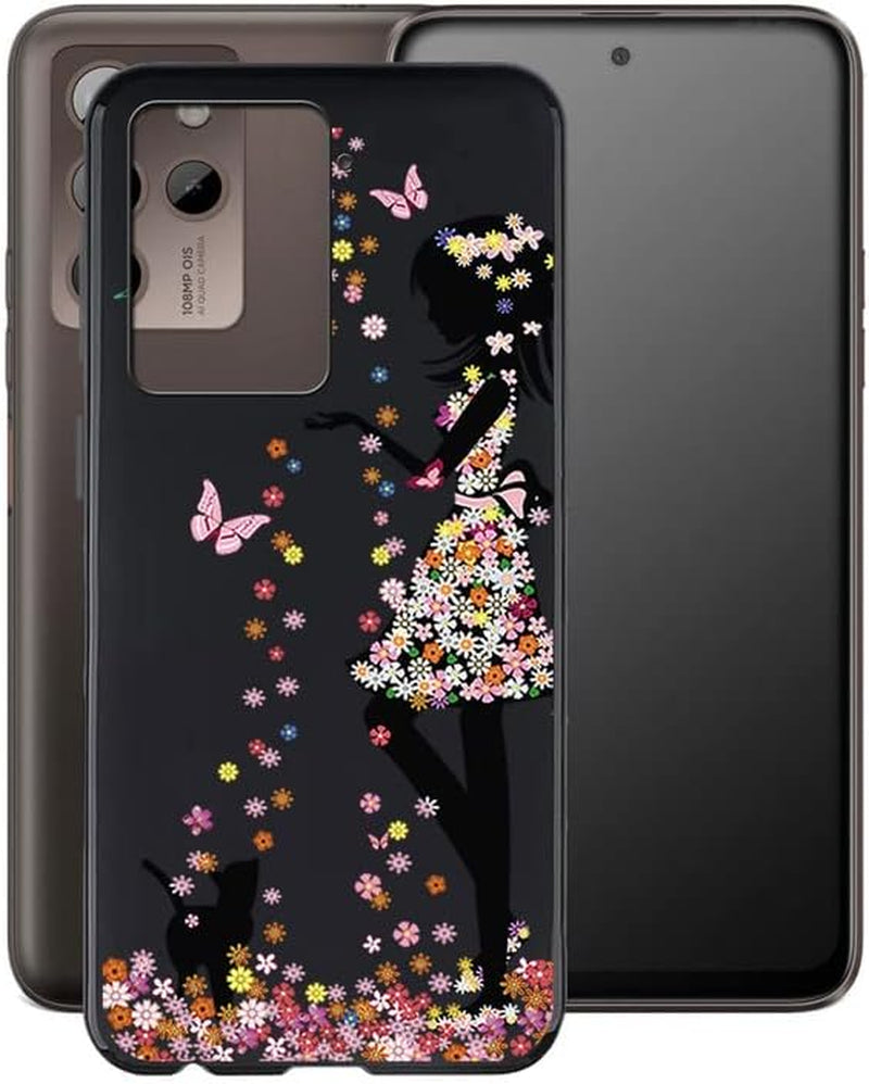 WIMSPEED Case for HTC U23 Pro (6.7"), Black Soft TPU Bumper Phone Case, Slim Shockproof Silicone Military Grade Drop Protective Shell for HTC U23 Pro - Camellia  WIMSPEED Girl  