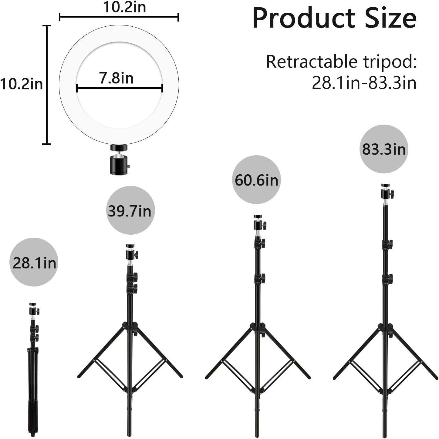 Selfie Ring Light with 28.1'' to 83.8'' Extendable Tripod Stand,Peteme LED Ring Light with Phone Holder for Live Streaming/Makeup/Youtube Video/Photography,Compatible with Iphone/Android  Peteme   