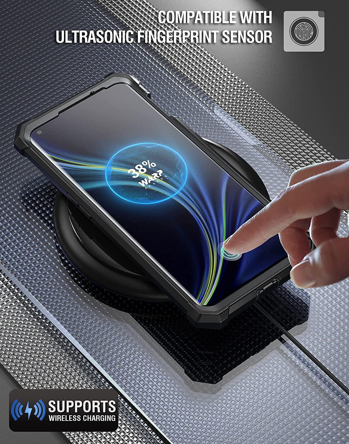 Poetic Guardian Case Designed for Oneplus 10 Pro 5G, Built-In Screen Protector Work with Fingerprint ID, Full Body Hybrid Shockproof Bumper Cover Case, Black/Clear  Poetic   